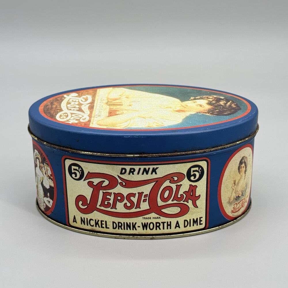 Vintage 1988 Pepsi Cola Oval Metal Tin Collectors 5Cents I Love Its Flavor